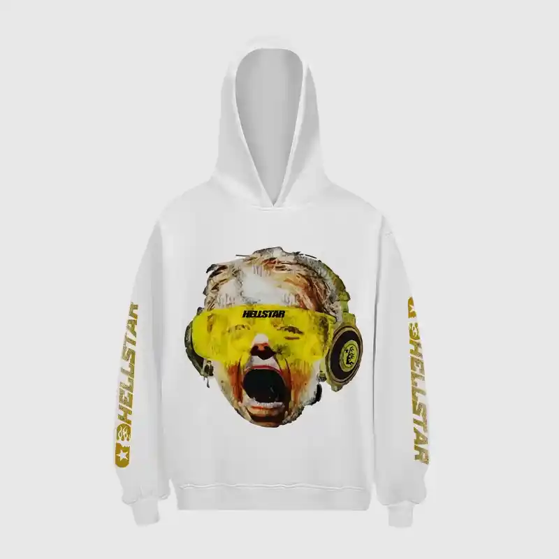 Hellstar With Crying Baby Graphic Hoodie white - Image 1
